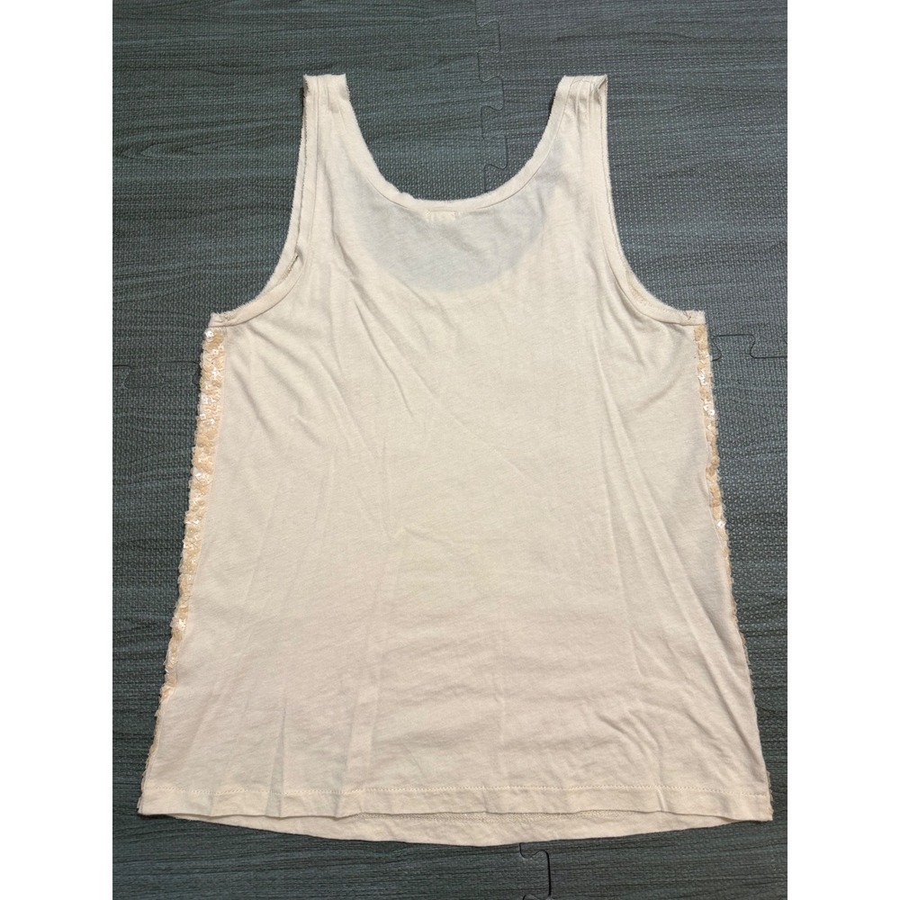 J.Crew Cream Sequin Front Cotton Tank Top Scoop Neck Sleeveless Womens M - Picture 3 of 6